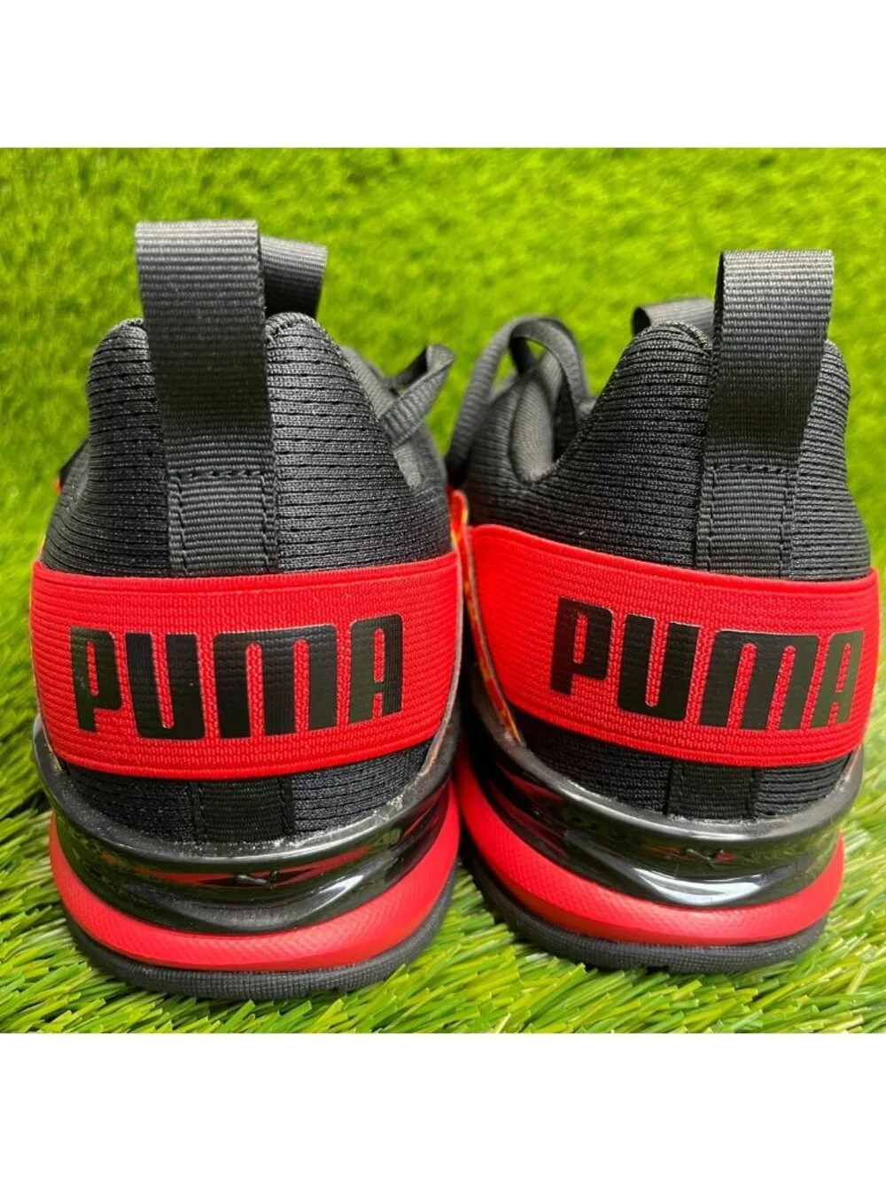 Puma Giraffe Print Foam Insole Boys Size 4.5Y Black Red Running Shoes Sneakers